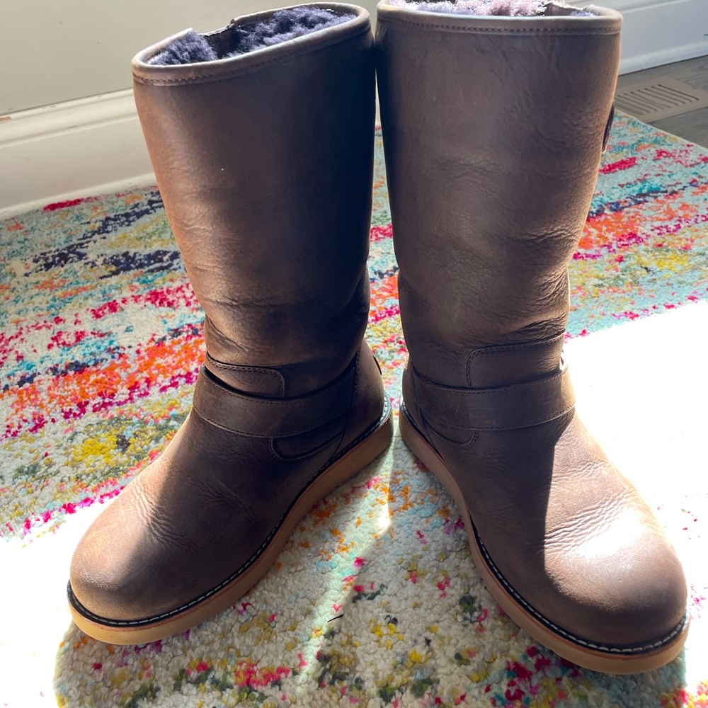 UGG Kensington Motorcycle Mid-Knee Boot in Espresso Brown